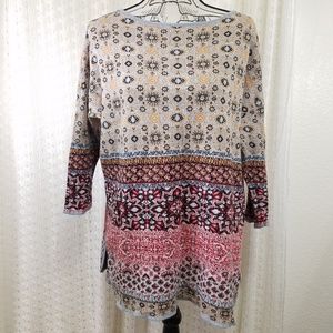 J. Jill Geometric 3/4 Sleeve Knitted Sweatshirt Top Size Small